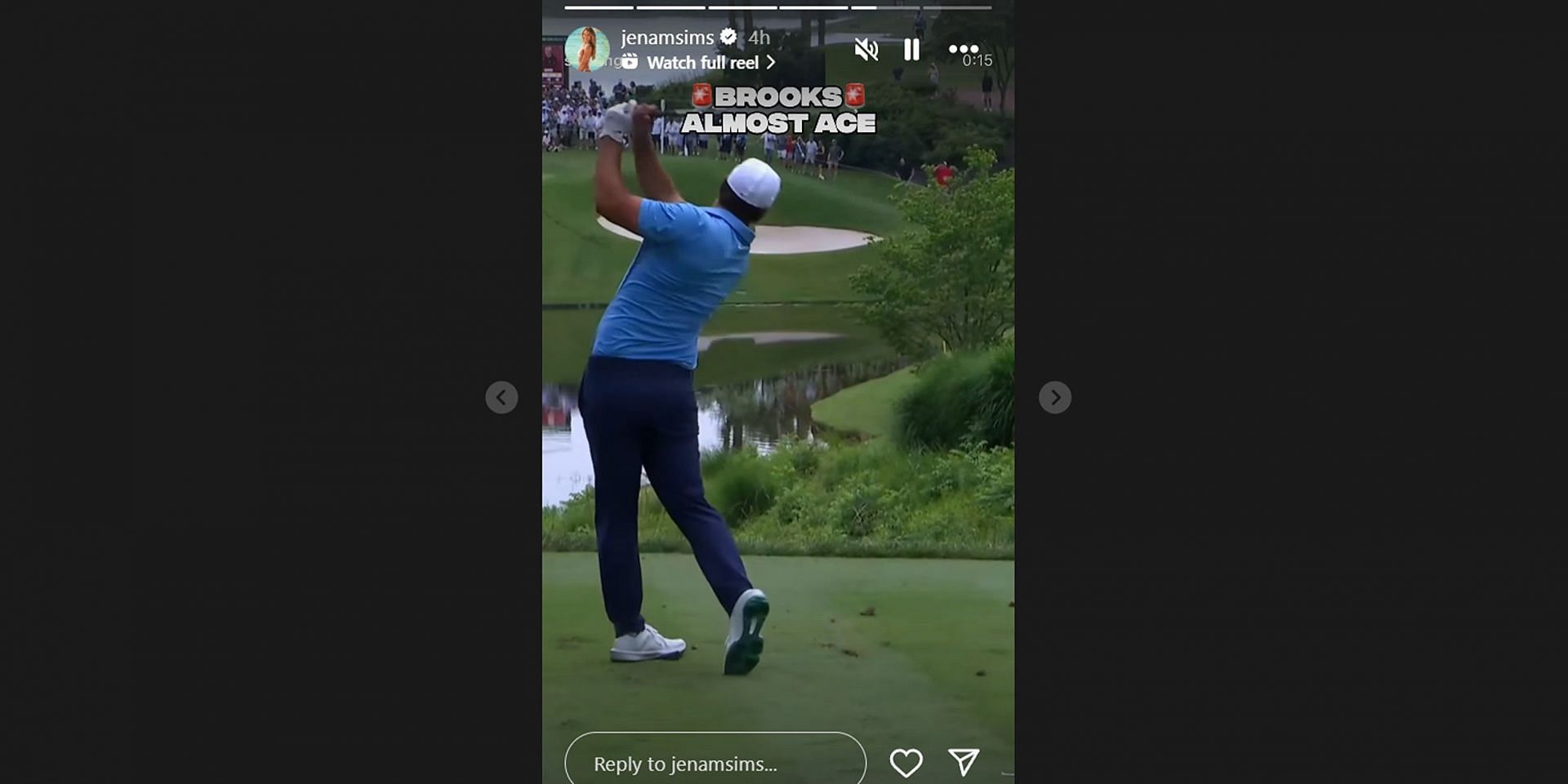 Brooks Koepka's wife Jena Sims cheers for him at LIV Golf Virginia /@jenamsims